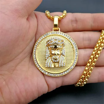 Hip Hop Iced Out Rhinestone Jesus Piece Neck Necklaces Pendants Gold Color Stainless Steel Chain For Men Christian Jewelry
Hip Hop Iced Out Rhinestone Jesus Piece Neck Necklaces Pendants Gold Color Stainless Steel Chain For Men Christian Jewelry