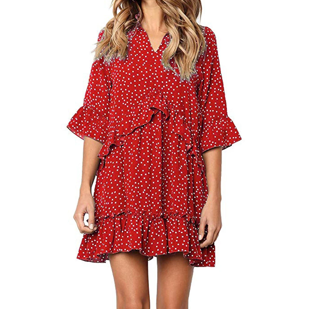 Women 2019 Floral Dress Summer Boho Mini Sundress V Neck Ruffle Hem Polka Dot Printed Dress Plus Size Femme Beach Dresses M0402
Women 2019 Floral Dress Summer Boho Mini Sundress V Neck Ruffle Hem Polka Dot Printed Dress Plus Size Femme Beach Dresses M0402