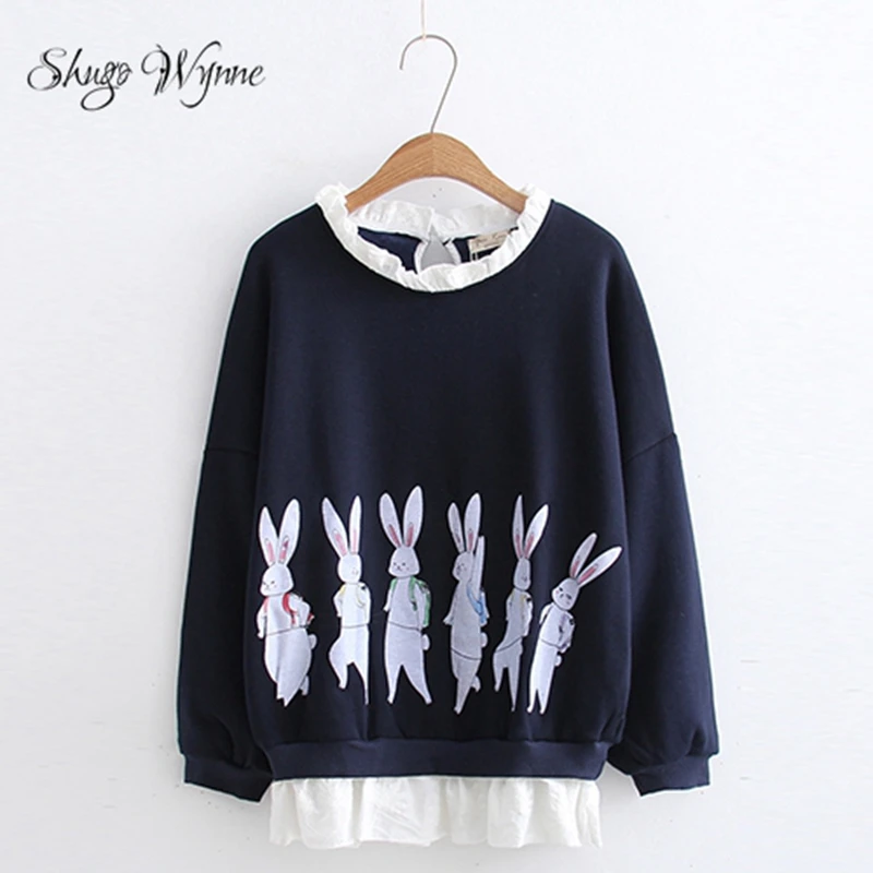 Shugo Wynne Pullover 2019 Winter New Women Preppy Style Lace O-neck Long Sleeve Cute Cartoon Rabbit Printed Cashmere Sweatshirt
Shugo Wynne Pullover 2019 Winter New Women Preppy Style Lace O-neck Long Sleeve Cute Cartoon Rabbit Printed Cashmere Sweatshirt