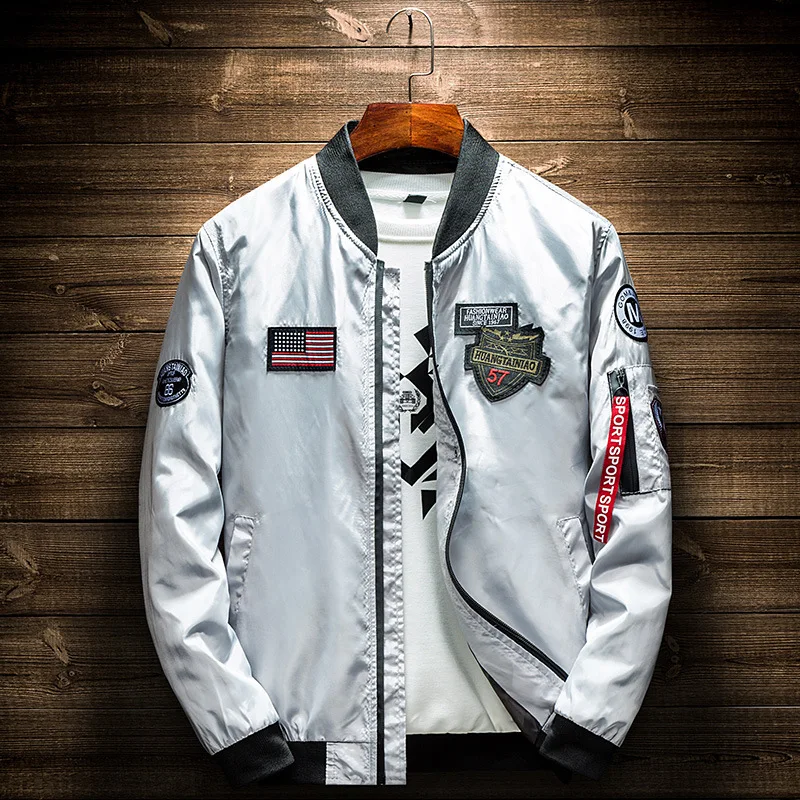 Men Fashion American Flag Patch Designs Pilot Jacket Ribbons Zipper Pocket Baseball Uniform Male Coat Army Green Bomber Jacket
Men Fashion American Flag Patch Designs Pilot Jacket Ribbons Zipper Pocket Baseball Uniform Male Coat Army Green Bomber Jacket