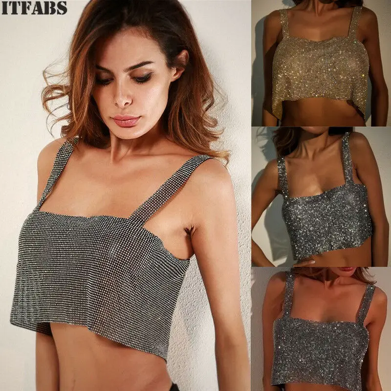 Ladies Women Summer Sexy Crystal Chain Shiny Camis Crop Top Party Clubwear Tanks Vest Top
Ladies Women Summer Sexy Crystal Chain Shiny Camis Crop Top Party Clubwear Tanks Vest Top