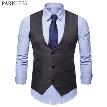 Mens Classic V Neck Single Breasted Suit Vest 2018 Brand New Men Formal Business Wedding Tuxedo Sleeveless Waistcoat Gilet Homme
Mens Classic V Neck Single Breasted Suit Vest 2018 Brand New Men Formal Business Wedding Tuxedo Sleeveless Waistcoat Gilet Homme