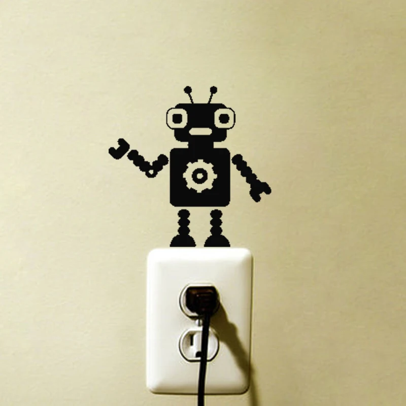Фото Художественная мода Робот DIY Переключатель стикер гостиная мальчик детская