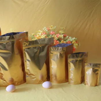 100pcs Matte gold aluminum foil self-supporting zipper bag food mask grain cereal tea packaging bags
100pcs Matte gold aluminum foil self-supporting zipper bag food mask grain cereal tea packaging bags