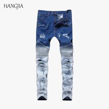 Men's Ripped Slim Fit Jeans Washed Destroyed Tide Distressed Colorblock Skinny Biker Jeans Youth Knee Pleated Hole Denim Pants
Men's Ripped Slim Fit Jeans Washed Destroyed Tide Distressed Colorblock Skinny Biker Jeans Youth Knee Pleated Hole Denim Pants