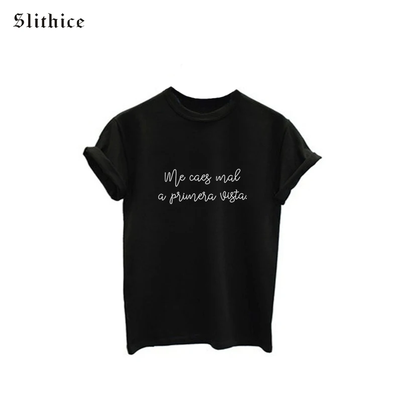 Slithcie Fashion Spanish Letters Printed female tee shirt Tops Design Black White Short Sleeve Casual Women T-shirts ropa mujer
Slithcie Fashion Spanish Letters Printed female tee shirt Tops Design Black White Short Sleeve Casual Women T-shirts ropa mujer