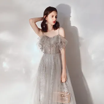 2019 Gray Long Evening Dresses Sexy Spaghetti Strap prom gowns Formal Party dress vestido de festa Elegant Luxury robe longue
2019 Gray Long Evening Dresses Sexy Spaghetti Strap prom gowns Formal Party dress vestido de festa Elegant Luxury robe longue