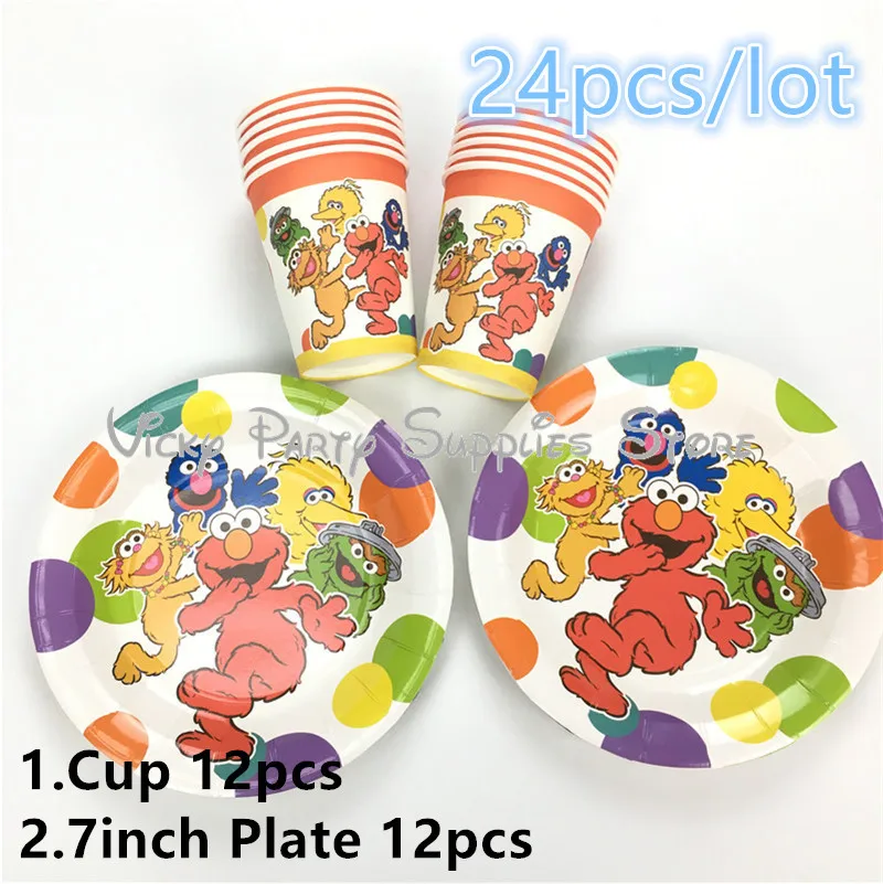 24pcs/lot Sesame Street Theme Disposable Tableware Set Cartoon Animals Birthday Baby Shower Plate Cup Party Decoration Supplies
24pcs/lot Sesame Street Theme Disposable Tableware Set Cartoon Animals Birthday Baby Shower Plate Cup Party Decoration Supplies