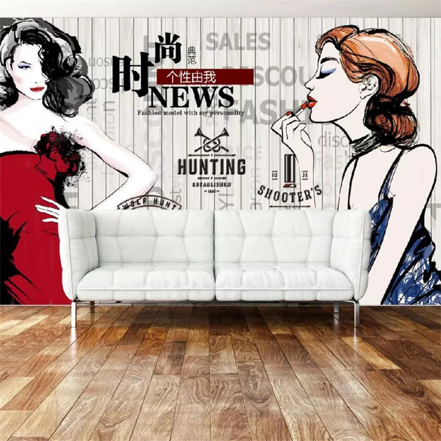 

Обои на заказ 3d фотообои Ретро Ностальгический модный макияж магазин красоты диван фон обои домашний Декор 3d