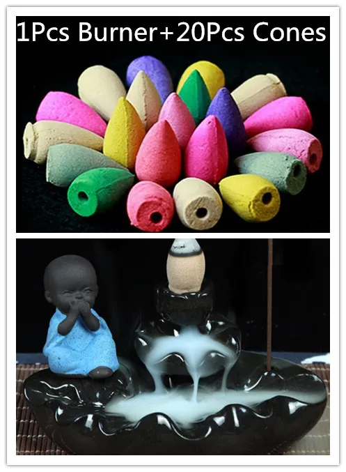 20Pc Incense Cones+Burner Creative Home Decor The Little Monk Cute Censer Backflow Incense Stick Burner Use In Home Teahouse
20Pc Incense Cones+Burner Creative Home Decor The Little Monk Cute Censer Backflow Incense Stick Burner Use In Home Teahouse