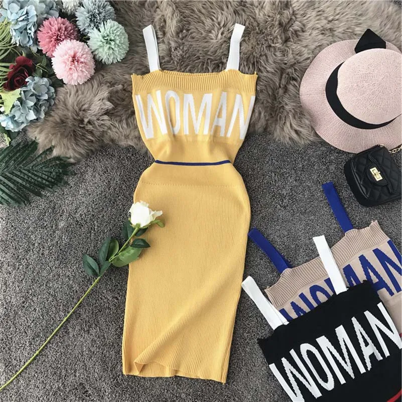 NiceMix Summer Sexy Bodycon Dress Women Spaghetti Strap Stretch Knitted Letter Woman Dresses Vestidos De Fiesta
NiceMix Summer Sexy Bodycon Dress Women Spaghetti Strap Stretch Knitted Letter Woman Dresses Vestidos De Fiesta