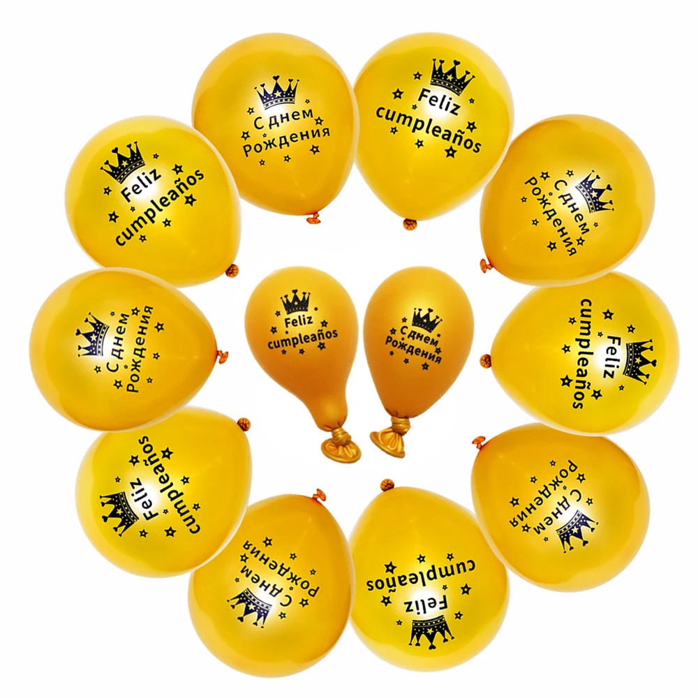 10pcs/bag Happy Birthday Russian Spanish Letters Gold Latex Balloon Adult/Kids Birthday Party Decoration Inflatable Balloons Air
10pcs/bag Happy Birthday Russian Spanish Letters Gold Latex Balloon Adult/Kids Birthday Party Decoration Inflatable Balloons Air