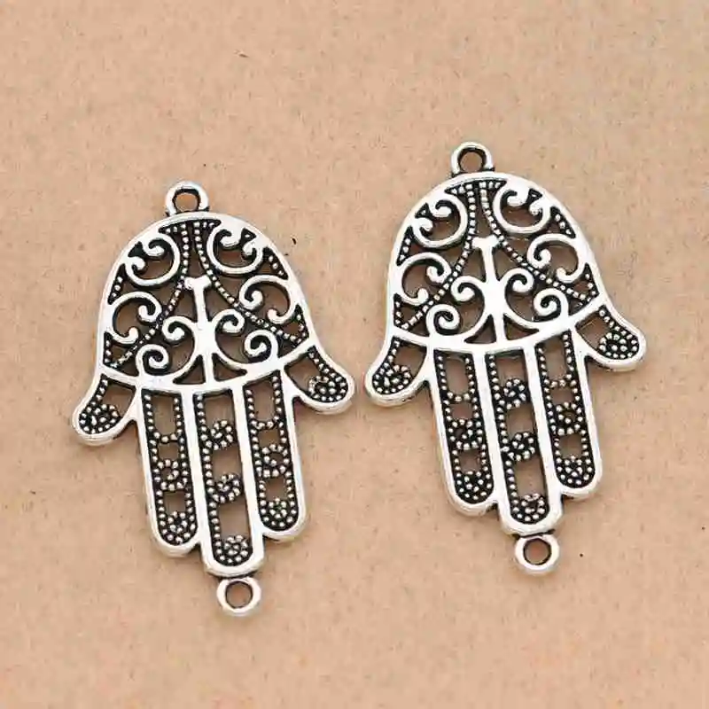 10pcs Antique Silver Plated Hamsa Hand Connectors Charms Pendants For Jewelry Making Craft Diy Handmade 38x24mm
10pcs Antique Silver Plated Hamsa Hand Connectors Charms Pendants For Jewelry Making Craft Diy Handmade 38x24mm
