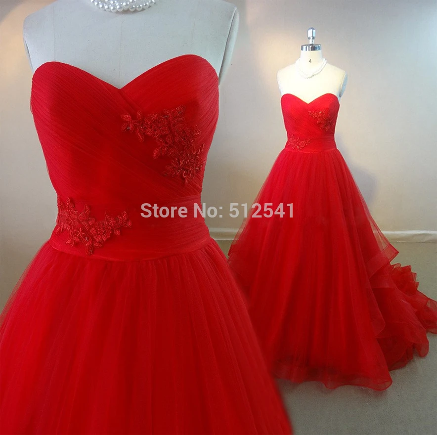 Top Quality Red Wedding Dresses A Line Sweetheart Pleat Ruffle Sweep Train Really Images Bridal Gowns yk1A136
Top Quality Red Wedding Dresses A Line Sweetheart Pleat Ruffle Sweep Train Really Images Bridal Gowns yk1A136