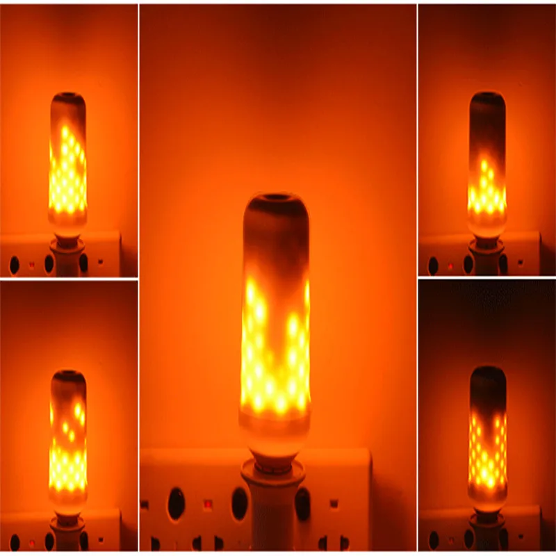 E26 E27 7 5 Вт 3 режима светодиодный эффект пламени огня светильник лампочки