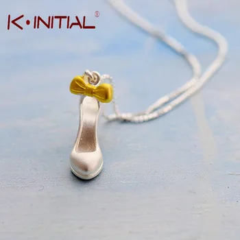 Kinitial 1Pcs 925 Silver Pendant Necklace Personalized Ladies High-heeled Shoes Choker Neckalce Fashion Statement Necklaces