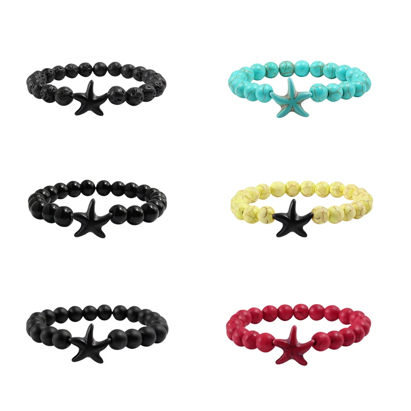 Creative Design Starfish Natural Stone Bracelet Black Lava Blue Stones Handmade Beads Bracelets Charm Star Women Jewelry for Men
Creative Design Starfish Natural Stone Bracelet Black Lava Blue Stones Handmade Beads Bracelets Charm Star Women Jewelry for Men