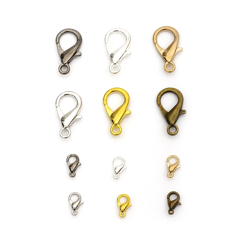 100pcs/lot 10mm gold silver bronze color Alloy Lobster clasp Hooks for necklace bracelet chain DIY jewelry findings&components
100pcs/lot 10mm gold silver bronze color Alloy Lobster clasp Hooks for necklace bracelet chain DIY jewelry findings&components