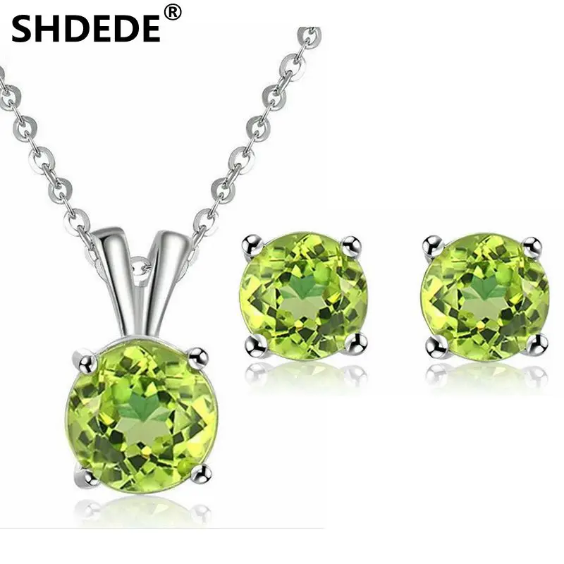 SHDEDE 925 pure silver jewelry set simple natural olivine White Gold Necklace Earrings Office OL Clothing Accessories
SHDEDE 925 pure silver jewelry set simple natural olivine White Gold Necklace Earrings Office OL Clothing Accessories
