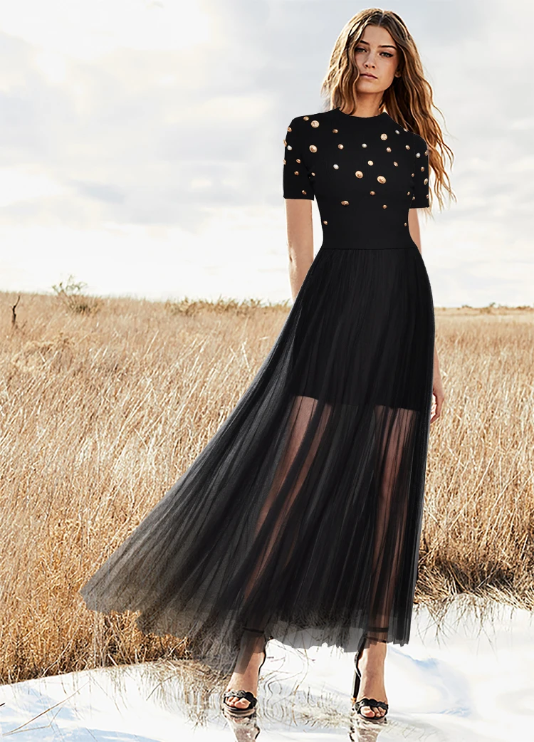 High quality design knitted T shirts+mesh Skirt two piece set 2018 autumn runway elegang black dresses suits D203
High quality design knitted T shirts+mesh Skirt two piece set 2018 autumn runway elegang black dresses suits D203