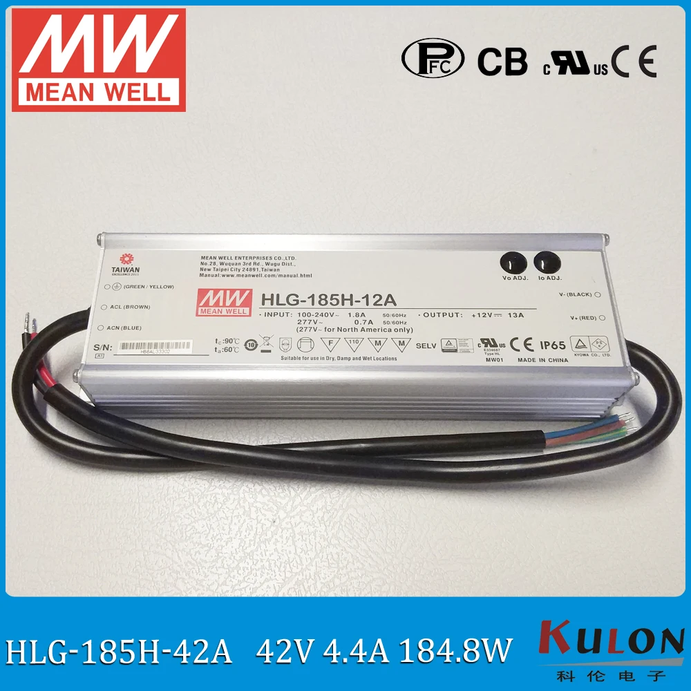 Original MEAN WELL HLG-185H-42A 185W 4.4A 42V output adjustable Power Supply IP65 waterproof meanwell led driver 42V
Original MEAN WELL HLG-185H-42A 185W 4.4A 42V output adjustable Power Supply IP65 waterproof meanwell led driver 42V