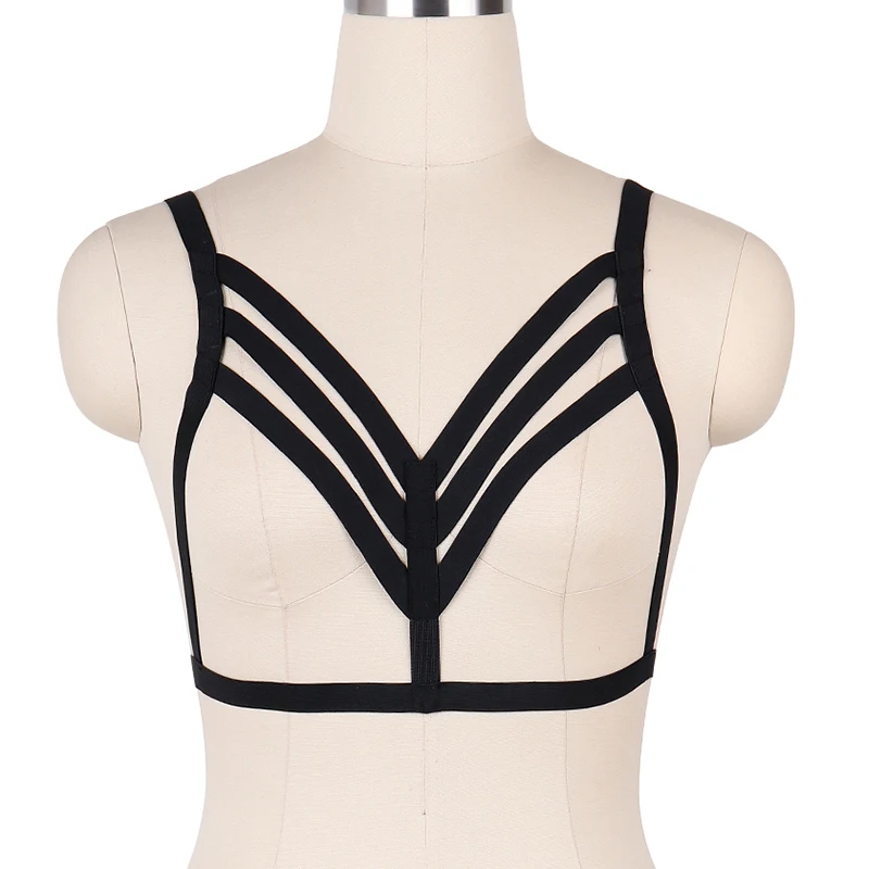 Sexy Harnes BODY CAGE Black body harness Lingerie soft elastic adjust Tops Bondage breast bra Goth Fetish gift | Женская одежда