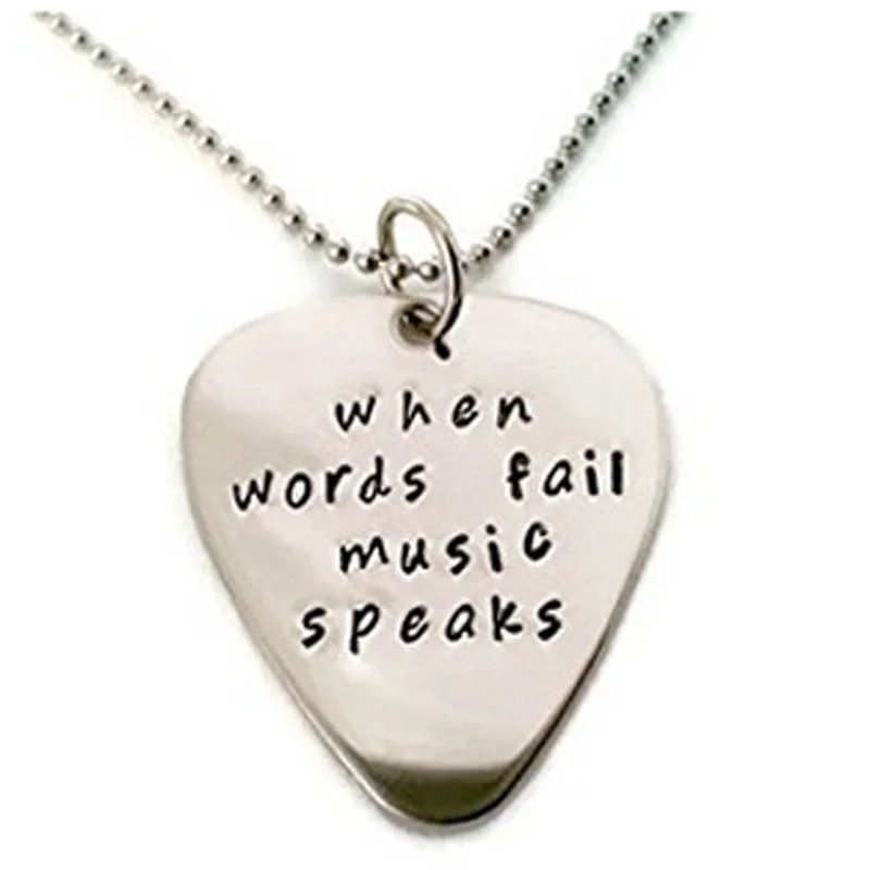 2015 new Hand Stamped Jewelry"When words fail music speaks"Silver Letter necklace Guitar Pick Necklace Music Speaks
2015 new Hand Stamped Jewelry"When words fail music speaks"Silver Letter necklace Guitar Pick Necklace Music Speaks