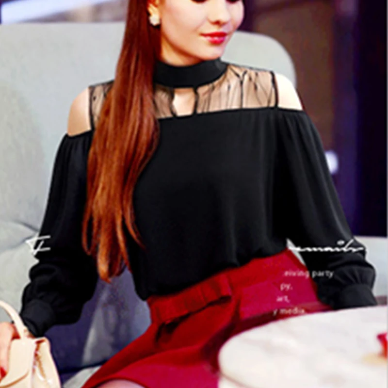 Sexy chiffon mesh Cold Shoulder plus size 5xl women t shirt long sleeve turtleneck transparent top 2019 vogue oversized summer
Sexy chiffon mesh Cold Shoulder plus size 5xl women t shirt long sleeve turtleneck transparent top 2019 vogue oversized summer