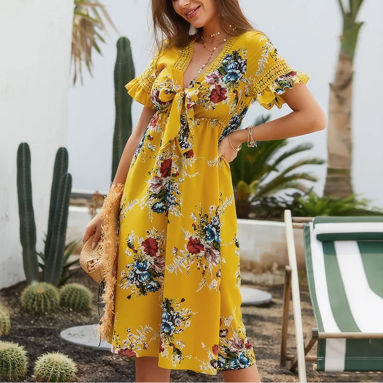 Summer Floral Print Dress Women Sexy Bow Neck Ruffles Dress Vacation Beach Casual White Dress Midi Chiffon Vestidos 2019 Clothes
Summer Floral Print Dress Women Sexy Bow Neck Ruffles Dress Vacation Beach Casual White Dress Midi Chiffon Vestidos 2019 Clothes