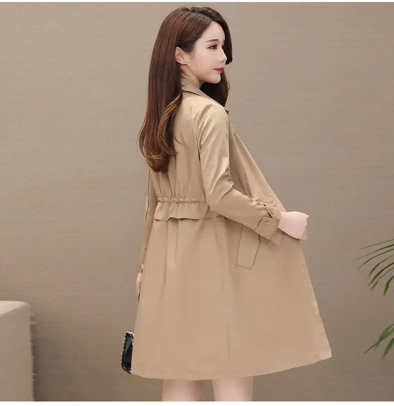 Mid-Long Trench Coat Thin Casual Women Windbreaker Coat Korean Style Long-sleeved With Pocket
Mid-Long Trench Coat Thin Casual Women Windbreaker Coat Korean Style Long-sleeved With Pocket