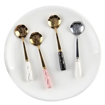 Tableware Coffee Stirring Spoon Ceramic Handle Flower Scoop Stainless Steel Gold Plated Cherry Rose Spoons Kitchen Tools
Tableware Coffee Stirring Spoon Ceramic Handle Flower Scoop Stainless Steel Gold Plated Cherry Rose Spoons Kitchen Tools