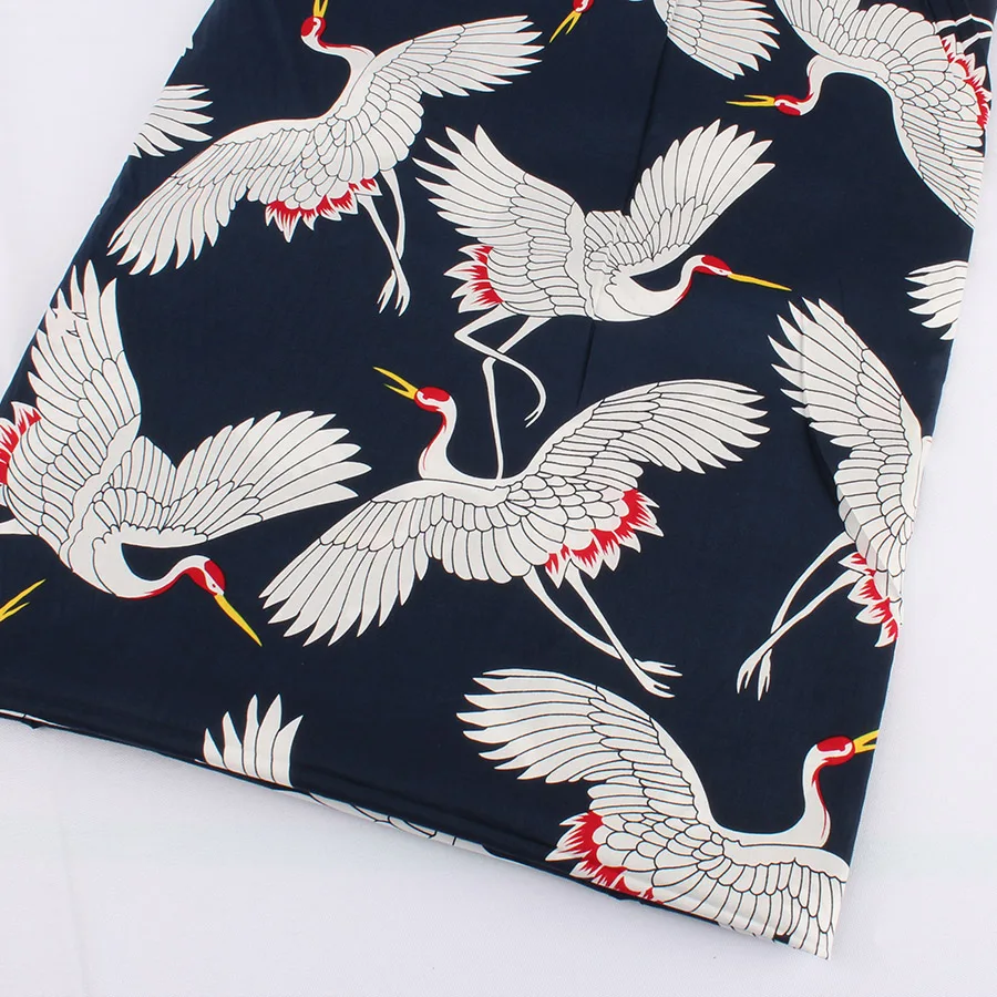 Elegant red-crowned crane printed cotton fabric plain cloth making blouse shirt by Yard
Elegant red-crowned crane printed cotton fabric plain cloth making blouse shirt by Yard