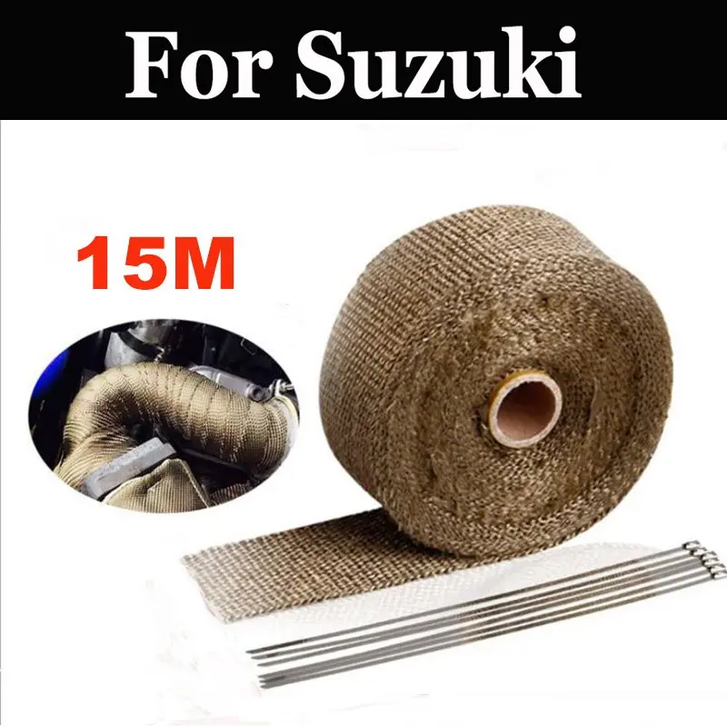 

15m Exhaust Pipe Wrap Bandage Header Heat Wrap Resistant Downpipe For Suzuki Sp 125 200 250 500 375 Stratosphere Sv1000s Sz