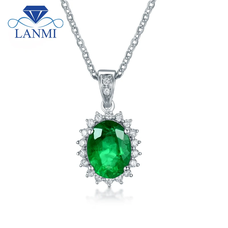 New!!! Gorgeous Oval 7x9mm Natural Emerald Dia In 18Kt White Gold Wedding Pendant WP043
New!!! Gorgeous Oval 7x9mm Natural Emerald Dia In 18Kt White Gold Wedding Pendant WP043