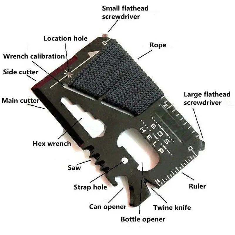 10pcs/Lot 14 in 1 Outdoor multi-purpose knife credit card umbrella rope knife survival tool card SOS card Camping Tools
10pcs/Lot 14 in 1 Outdoor multi-purpose knife credit card umbrella rope knife survival tool card SOS card Camping Tools