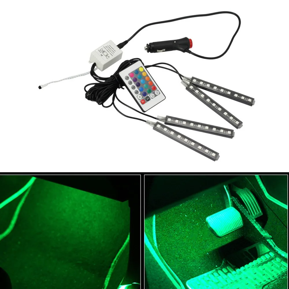 4pcs/Sets 9 LED RGB Color Changing Car Interior Decorative Light Automobile Atmosphere Strip Lamp Car Styling Remote Controller
4pcs/Sets 9 LED RGB Color Changing Car Interior Decorative Light Automobile Atmosphere Strip Lamp Car Styling Remote Controller