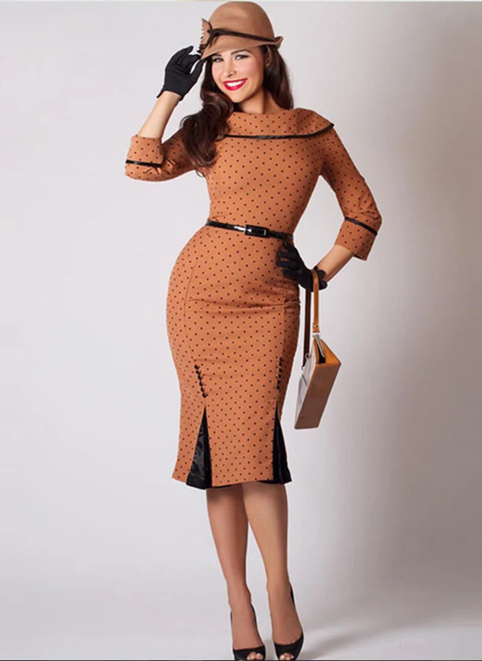 Vintage Spring women Bodycon Pencil dress Polka Dots High-Waist Patchwork zipper office lady work slim fashion adjustable waist
Vintage Spring women Bodycon Pencil dress Polka Dots High-Waist Patchwork zipper office lady work slim fashion adjustable waist