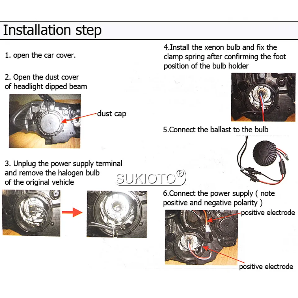 SUKIOTO Special Xenon 9005 HB3 6000K 55W HID Xenon Kit All In One with dust cover for KX Cross Car Headlamp bulb Car Styling hid (8)