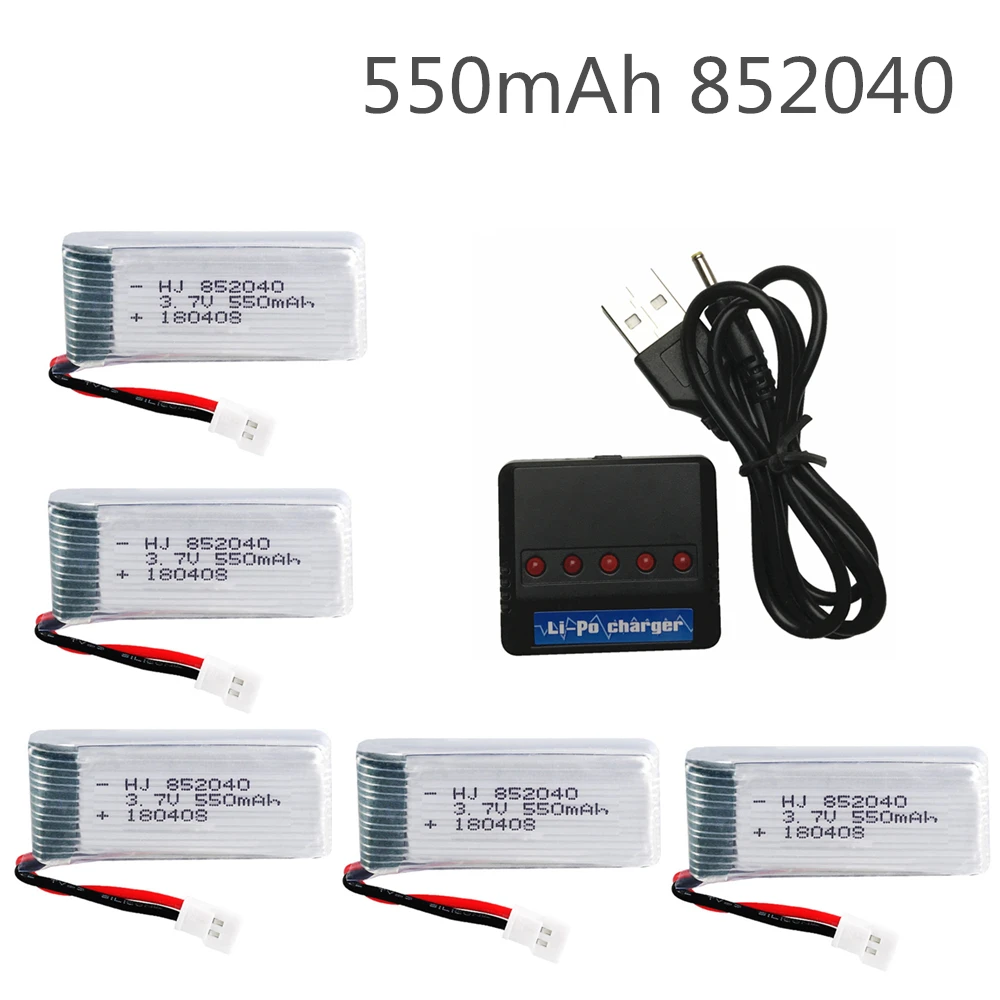 5 шт. * 3,7 В 550 мАч 852040 с 5 в 1 зарядное устройство 25c Lipo батарея для JXD 523 523 Вт H43WH RC Квадрокоптер Дрон
5 шт. * 3,7 В 550 мАч 852040 с 5 в 1 зарядное устройство 25c Lipo батарея для JXD 523 523 Вт H43WH RC Квадрокоптер Дрон