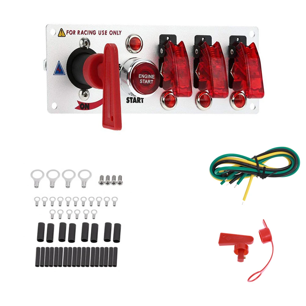 Racing Car Ignition Switch Panel with LED Toggle 12V Ignition Switch Panel Engine Start Push Buttons Kit Set
Racing Car Ignition Switch Panel with LED Toggle 12V Ignition Switch Panel Engine Start Push Buttons Kit Set
