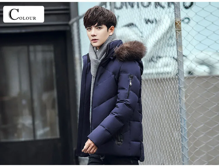 Aolamegs Men's Winter Down Jacket Hooded White Duck Down Coat Fashion Fur Collar Hat Down Jackets Male Windproof Warm Parkas (13)