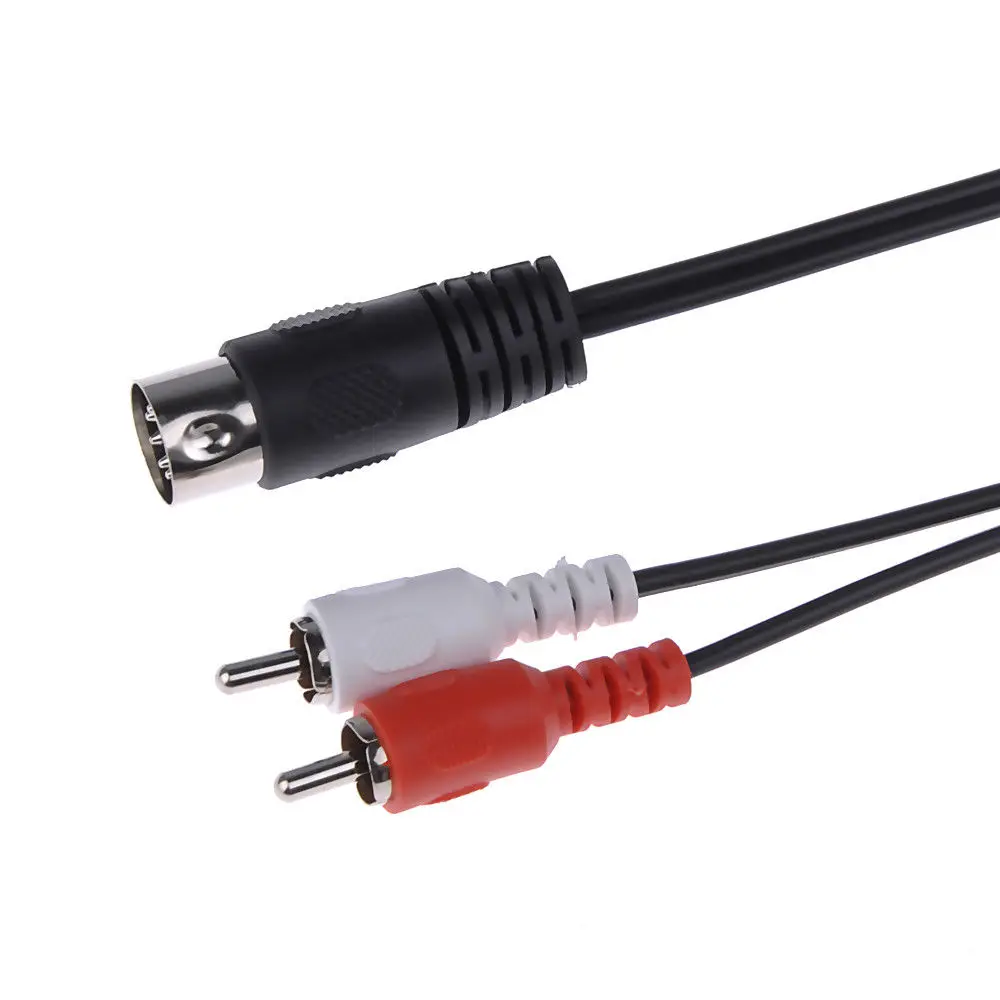 1.5m Jack Stereo Audio Extension Cable 5 Pin DIN Male to 2RCA Male Video TV A/V Lead Converter Cable Adapter
