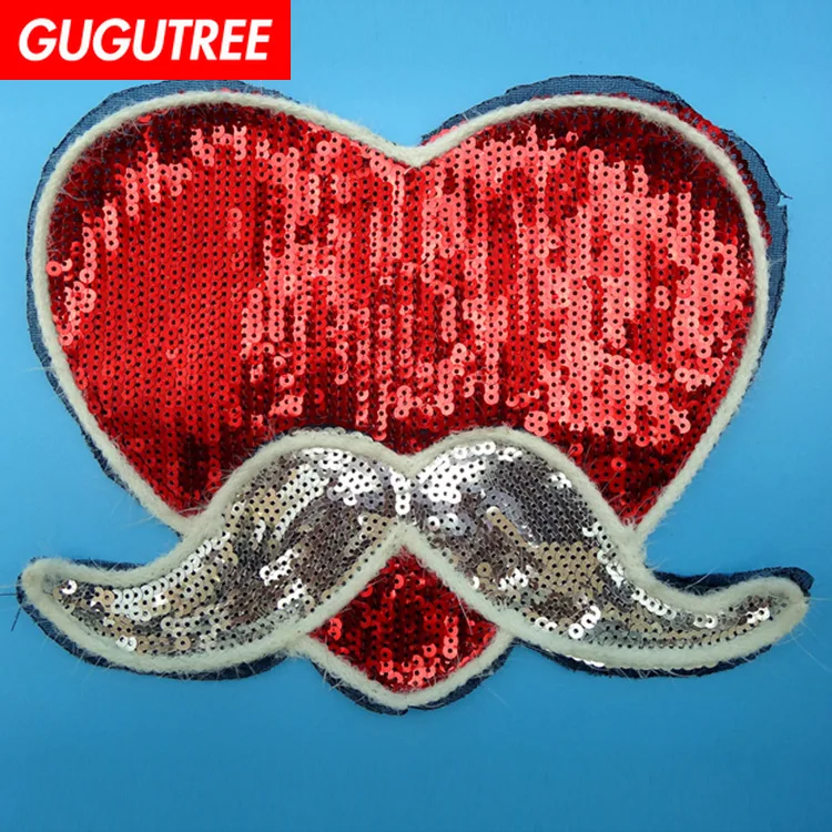 GUGUTREE embroidery Sequins big love heart patches mustache patches badges applique patches for clothing XC-499
GUGUTREE embroidery Sequins big love heart patches mustache patches badges applique patches for clothing XC-499