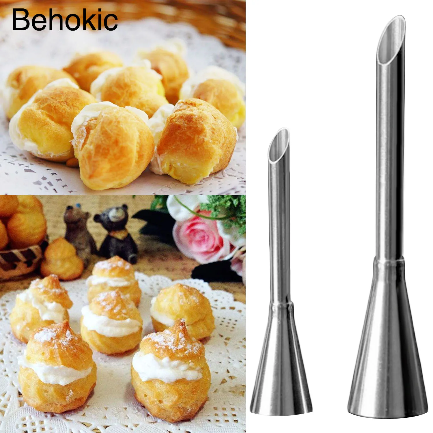 Behogar 2pcs Stainless Steel Cream Icing Long Piping Puff Nozzle Tip DIY Small Pastry Cake Baking Sugar Craft Decorating Tools
Behogar 2pcs Stainless Steel Cream Icing Long Piping Puff Nozzle Tip DIY Small Pastry Cake Baking Sugar Craft Decorating Tools