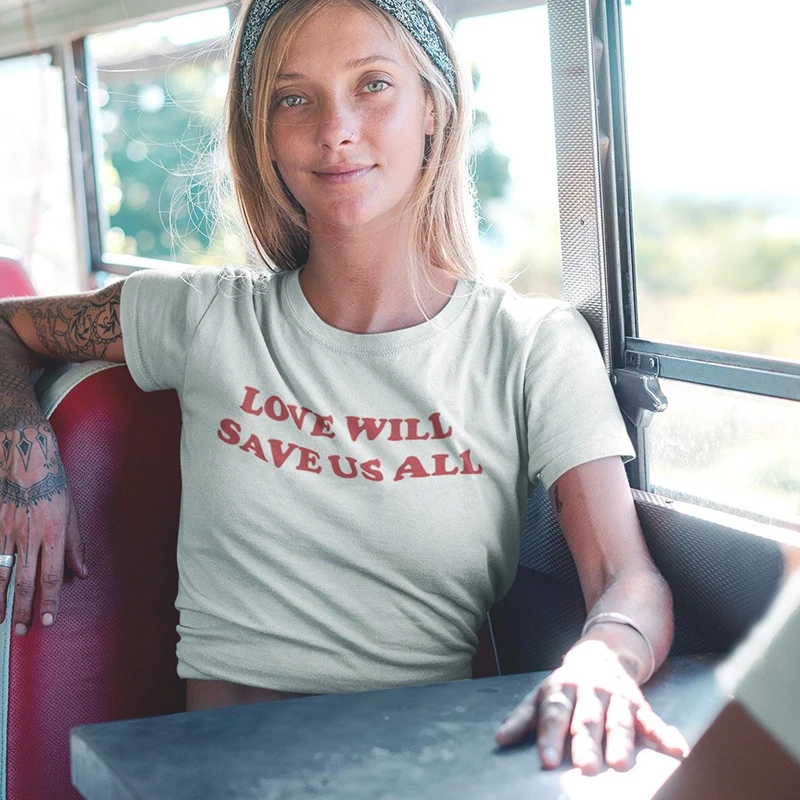 Love Will Save Us All Letter Print Women Crop Tops Sexy Club Pary Shirt Summer Fashion T-shirts Causal Loose Tshirt Dropshipping
Love Will Save Us All Letter Print Women Crop Tops Sexy Club Pary Shirt Summer Fashion T-shirts Causal Loose Tshirt Dropshipping