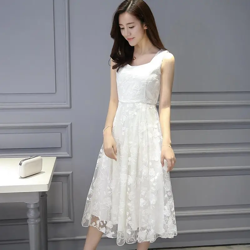 Yfashion Women White Lace Sleeveless A-line Beach Dress Beautiful Summer Girl Leisure Dress High Quality Natural Simple 2019
Yfashion Women White Lace Sleeveless A-line Beach Dress Beautiful Summer Girl Leisure Dress High Quality Natural Simple 2019