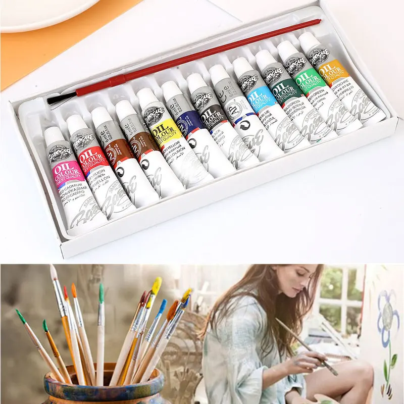 1Pc 6ml 12 Colors Oil Painting Set with 1 Brush Pen Acrylic Pigment Professional Oil Colors Paints Fine Painting Art Supplies
1Pc 6ml 12 Colors Oil Painting Set with 1 Brush Pen Acrylic Pigment Professional Oil Colors Paints Fine Painting Art Supplies