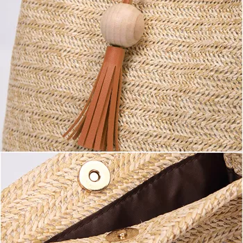 Hot Selling Summer Bucket Bag Fashion Shoulder Straw Wooden Ball Fringe Messenger Bag -B5 
Hot Selling Summer Bucket Bag Fashion Shoulder Straw Wooden Ball Fringe Messenger Bag -B5