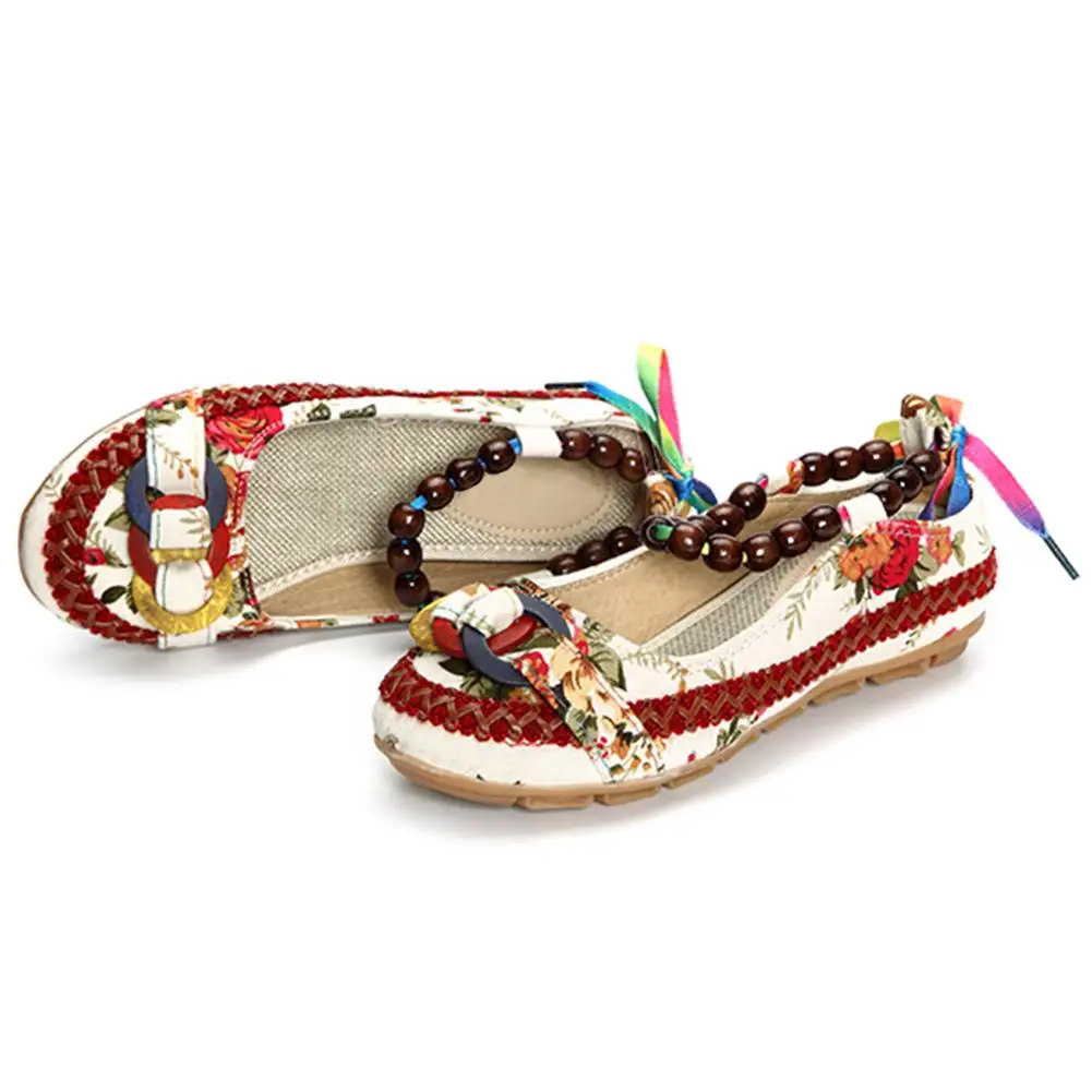 Retro Women Strappy Beaded Woven Floral Print Anti-Slip Cloth Shoes Woman Gift
Retro Women Strappy Beaded Woven Floral Print Anti-Slip Cloth Shoes Woman Gift