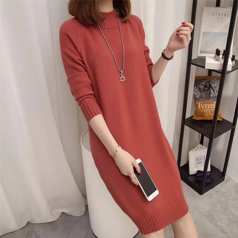 Woman Knitted Mini Dress Solid Color Female Casual Straight Sweater Dress Half-Turtleneck Winter Warm Basic Dresses Women
Woman Knitted Mini Dress Solid Color Female Casual Straight Sweater Dress Half-Turtleneck Winter Warm Basic Dresses Women